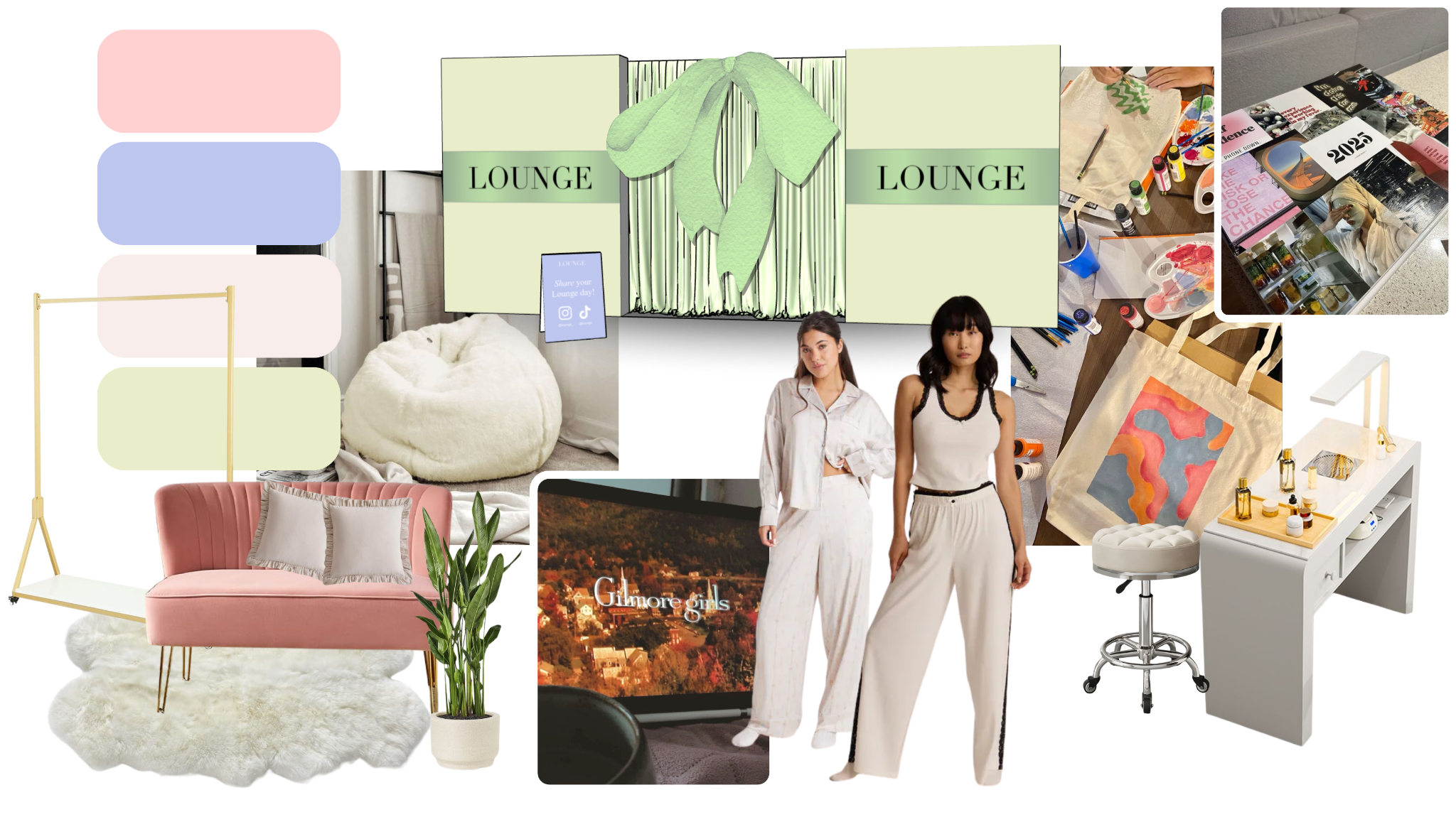 Lounge campus escape moodboard visual