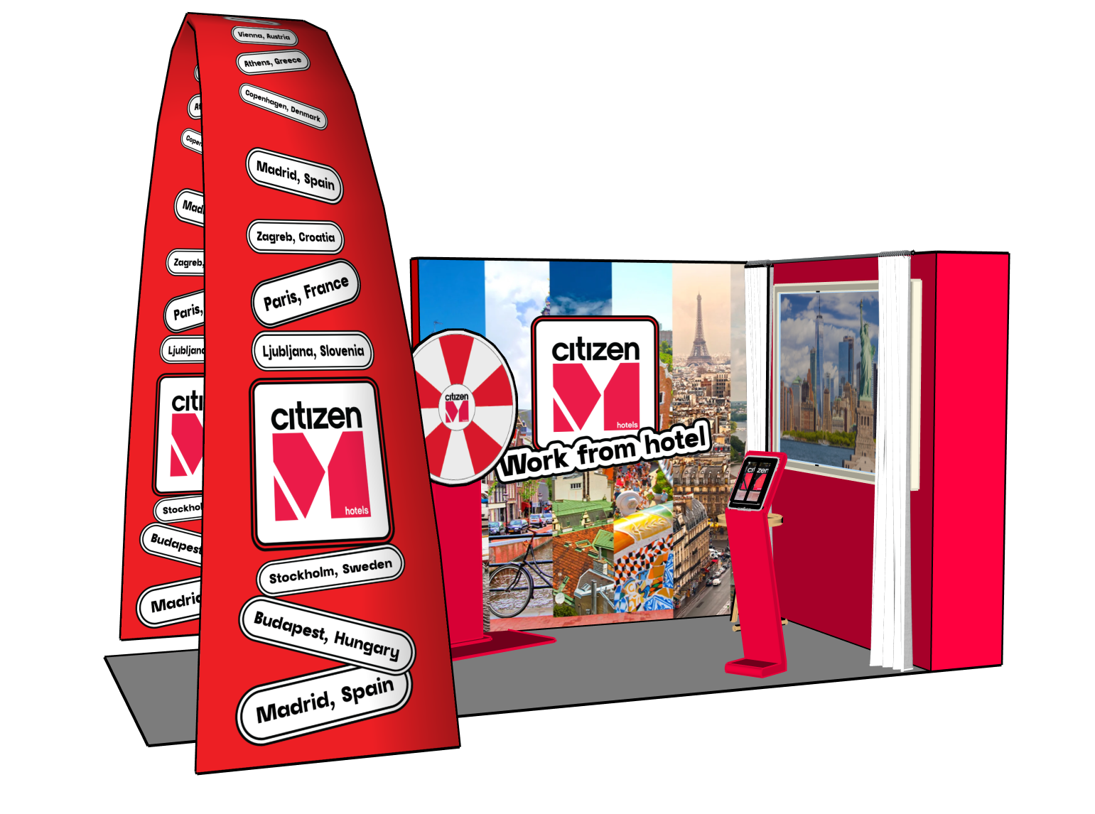 CitizenM Work From Hotel pop-up stand visual